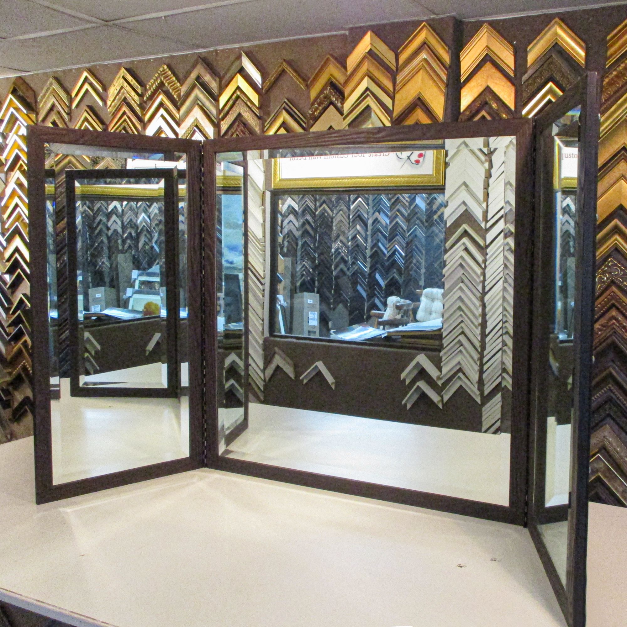 Custom Three Panel Mirrors Framed Or Frameless Any Size